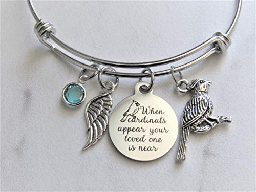 When Cardinals Appear Your Loved One Is Near Bracelet With Cardinal Charm Angel Wing and Swarovski Birthstone Memorial Keepsake When Cardinals Appear Your Loved One Is Near Bracelet With Cardinal Charm Angel Wing and Swarovski Birthstone Memorial Keepsake