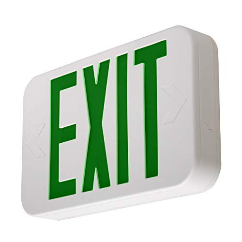 LFI Lights - UL Certified  Hardwired Green LED Emergency Exit Sign - Modern Design - Battery Backup - LEDGBBJR