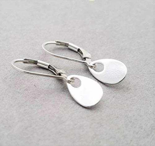 Sterling Silver Earrings with Small Flat Teardrop Dangle