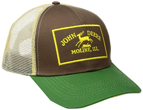 John Deere Men_s Twill and Mesh Cap Embroidery  Green  One Size