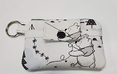 Zipper Mini Wallet Pouch Key Chain Fabric Card Holder Winnie the Pooh