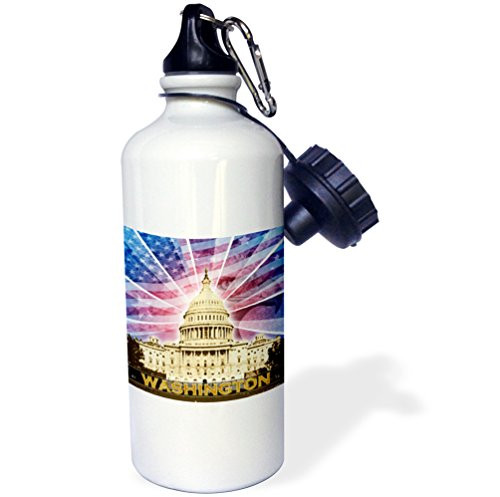3dRose wb_19413_1 "Washington DC patriotic American flag with Bald Eagle and Capitol building" Sports Water Bottle, 21 oz, White 3dRose wb_19413_1 "Washington DC patriotic American flag with Bald Eagle and Capitol building" Sports Water Bottle, 21 oz, White