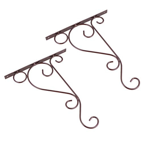Yardwe 2pcs Iron Hanging Plant Bracket Metal Flower Plant Hanger Wrought Iron Planter Wall Mounted Hooks for Bird Feeder Lanterns Wind Chimes