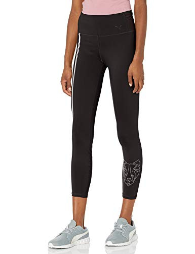 PUMA Women_s High Waist 7 8 Training Tights  Black White  XS