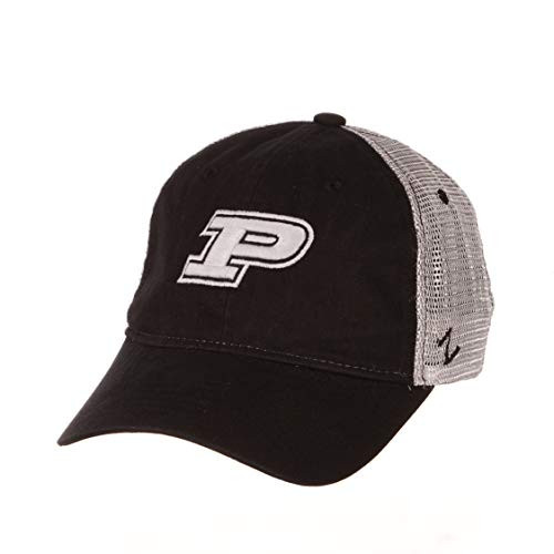 NCAA Zephyr Purdue Boilermakers Mens Nimbus Washed Cotton Relaxed Hat  Adjustable  Primary Team Color Grey