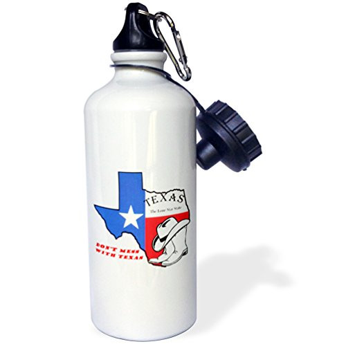 3dRose wb_52342_1 "Do not Mess With Texas" Sports Water Bottle, 21 oz, White