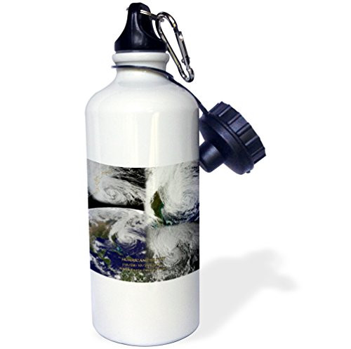 3dRose wb_76780_1" Hurricane Sandy NASA Earth Observatory Collage Sports Water Bottle, 21 oz, White