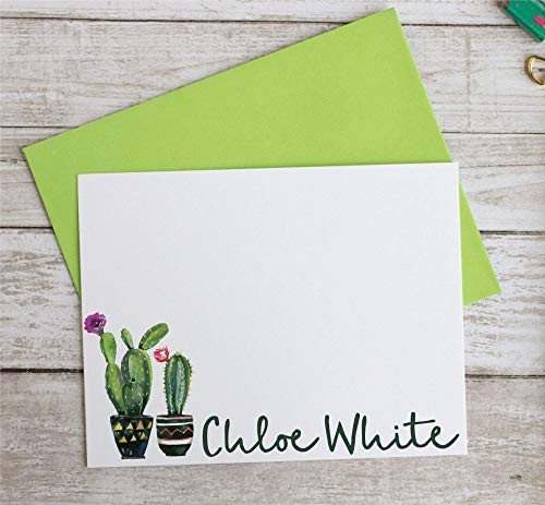 Personalized Succulent Note Cards with Envelopes  Cactus Stationery  Choose Colors and Quantity