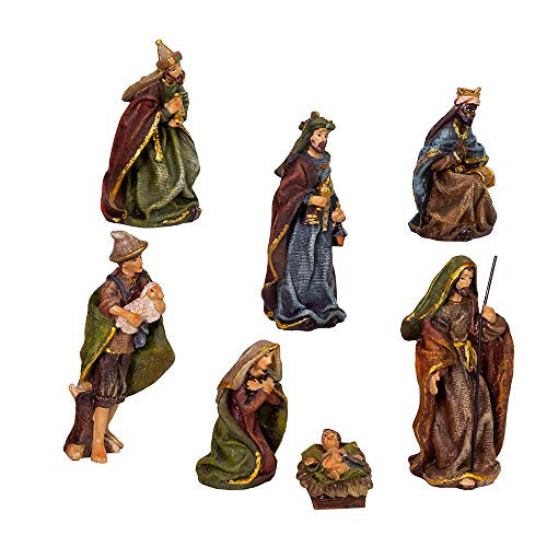 Kurt S. Adler Kurt Adler 3.5-Inch Resin  7-Piece Nativity Set  Multi