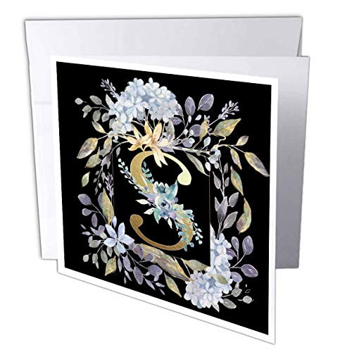 3dRose Monogram S Pretty Image of Watercolor Blue Hydrangea Floral - Greeting Cards -gc_327851_1- 3dRose Monogram S Pretty Image of Watercolor Blue Hydrangea Floral - Greeting Cards -gc_327851_1-
