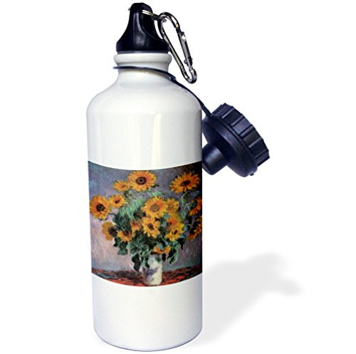 3dRose wb_126498_1 "Sunflowers by Claude Monet Impressionist Still Life" Sports Water Bottle, 21 oz, White 3dRose wb_126498_1 "Sunflowers by Claude Monet Impressionist Still Life" Sports Water Bottle, 21 oz, White