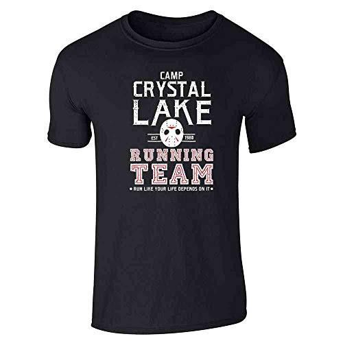 Pop Threads Camp Crystal Lake Running Team Horror Costume Black XL Graphic Tee T-Shirt for Men