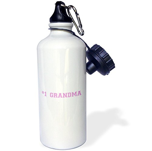3dRose wb_151610_1 "#1 Grandma-Number One Grandma for worlds greatest and best grans-pink text grandmother gifts" Sports Water Bottle, 21 oz, White