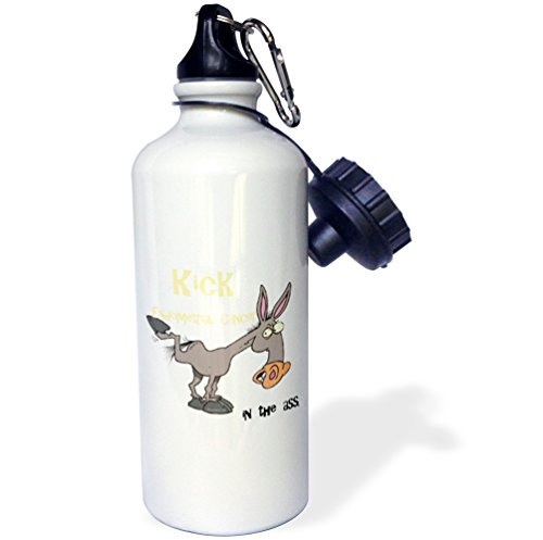 3dRose wb_115600_1 "Kick Endometrial Cancer In The Ass Awareness Ribbon Cause Design" Sports Water Bottle, 21 oz, White