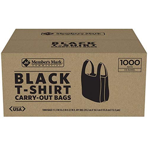 Member_s Mark Expect More Black T-Shirt Carryout Bags -1 000 ct.- S