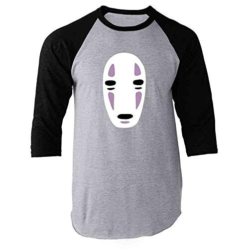 No Face Kaonashi Nerd Apparel Geek Black XL Raglan Baseball Tee Shirt