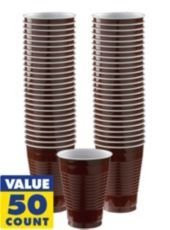 Bulk Plastic Cups - 50ct -16oz  Chocolate Brown-