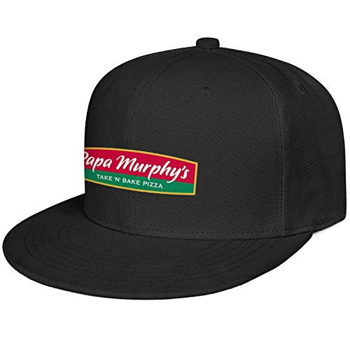 Men_s Solid Flat Bill Cap Papa-Murphy-Pizza- Classic Adjustable Snapback Baseball Hats