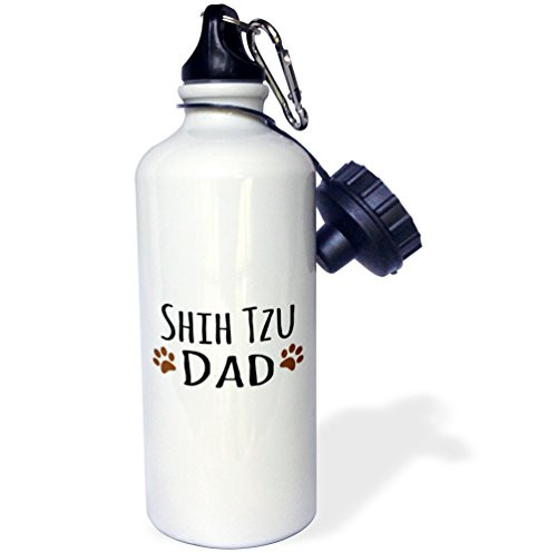 3dRose wb_153985_1 "Shih Tzu Dog Dad-Doggie by breed-muddy brown paw prints-doggy lover-proud pet owner love" Sports Water Bottle, 21 oz, White 3dRose wb_153985_1 "Shih Tzu Dog Dad-Doggie by breed-muddy brown paw prints-doggy lover-proud pet owner love" Sports Water Bottle, 21 oz, White