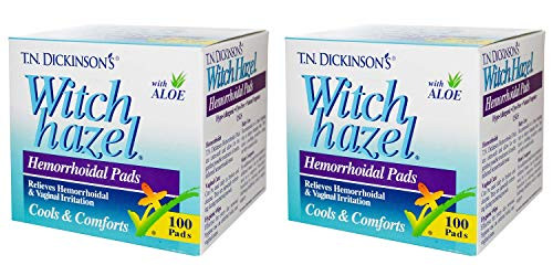 T.N. Dickinson_s Hemorrhoidal Pads  Witch Hazel with Aloe  100-Count Packages -Pack of 2-