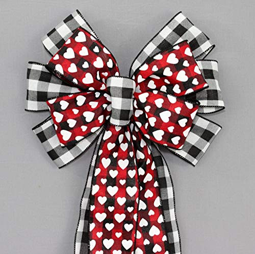 Buffalo Plaid Hearts Valentine_s Day Wreath Bow