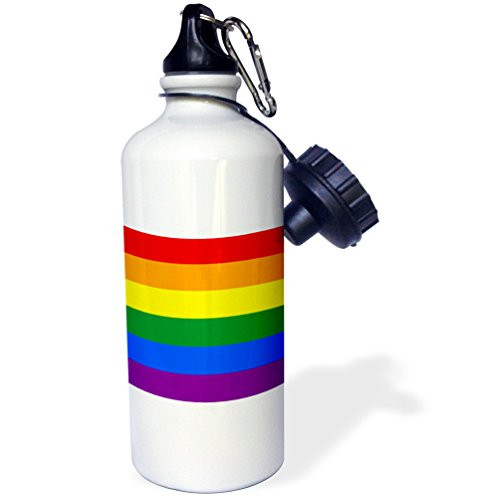 3dRose wb_159841_1 "Rainbow flag-multicolor colorful stripes-multicolored-gay pride LGBT movement-Pride parade" Sports Water Bottle, 21 oz, White