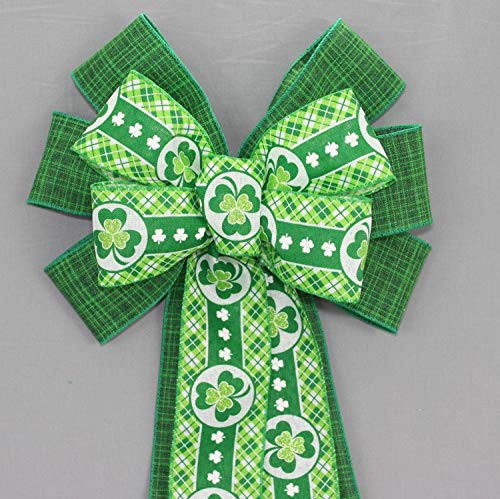 Shamrock Argyle St. Patrick_s Day Wreath Bow