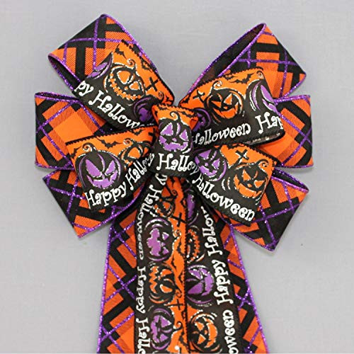 Spooky Happy Halloween Wreath Bow