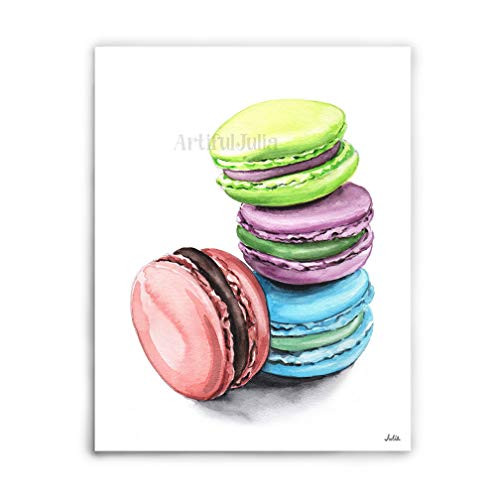 Macaron art print of watercolor painting-NO FRAME- 5inch x 7inch   8inch x 10inch   9inch x 12inch  and 11inch x 14inch
