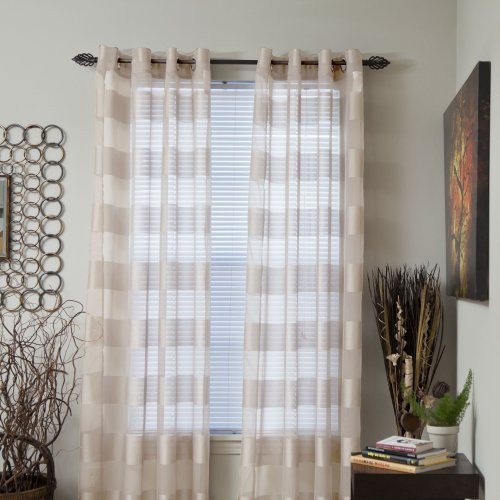 Bedford Home Sofia Grommet Single Curtain Panel, 108-Inch, Cream