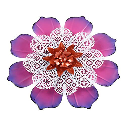 Metal Flower Wall Art Decor 13.78 Inch Large Iron Art Flower Wall Hanging Ornament Indoor or Outdoor Wall Sculptures for Garden Living Room Bedroom Office -Rosy- Metal Flower Wall Art Decor 13.78 Inch Large Iron Art Flower Wall Hanging Ornament Indoor or Outdoor Wall Sculptures for Garden Living Room Bedroom Office -Rosy-
