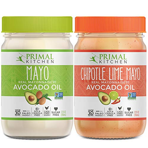 Primal Kitchen Avocado Oil Mayo Variety Pack- Includes 1 Original and 1 Chipotle Lime, Gluten and Dairy Free, Whole 30 and Paleo Approved (12 oz) - Two Pack