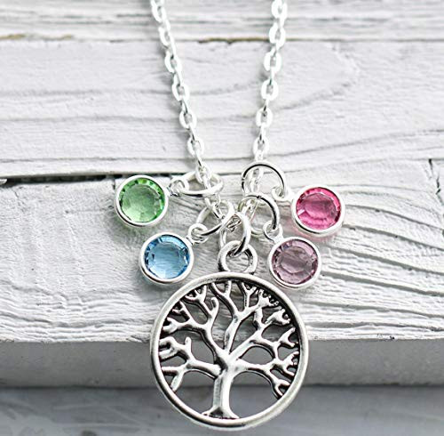 Great Grandma Birthstone Necklace - Family Tree Jewelry for Grandma - Mother_s Day Gift Idea - Personalized -Up to 9 Birthstones-