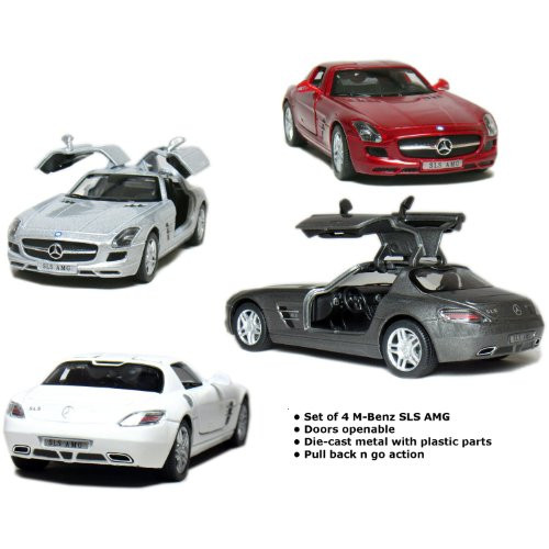 Set of 4: 5" Mercedes Benz SLS AMG 1:36 Scale (Grey/Red/Silver/White)