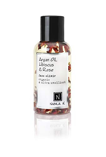 N Nabila K Argan Oil  Hibiscus and Rose Face Elixir  For Face  Neck and Decolletage  All Skin Types  2.4 fl oz