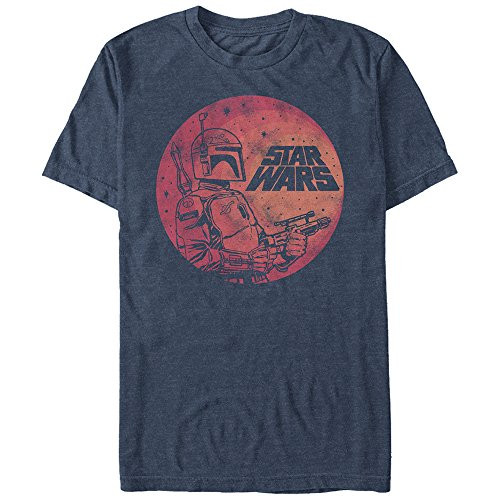 Star Wars Men_s Fett up Graphic T-Shirt  Navy Heather  XL
