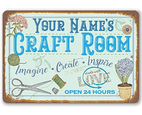 Personalized Craft Room - Durable Metal Sign - 8inch  x 12inch  or 12inch  x 18inch  Use Indoor Outdoor - Great Gift for Artists and Sculptors and Decor for Sewing Room Under 25 Personalized Craft Room - Durable Metal Sign - 8inch  x 12inch  or 12inch  x 18inch  Use Indoor Outdoor - Great Gift for Artists and Sculptors and Decor for Sewing Room Under 25