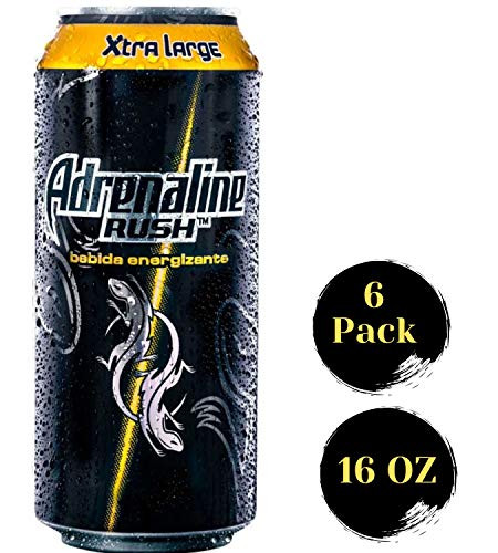 Adrenaline Rush Energy Drink Passion Fruit Flavored Bebida Energizante de Honduras -6 Pack  16 Fl Oz-