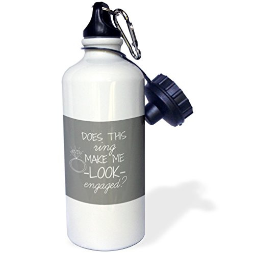 3dRose wb_219852_1 Does This Ring Make Me Look Engaged Grey And White Sports Water Bottle, 21Oz, Multicolored