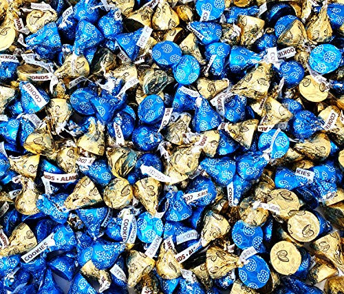 CrazyOutlet Valentines Hershey_s KISSES Milk Chocolate with Almonds  and  Cookie _n Creme KISSES Candy Mix  Bulk Pack 2 Lbs