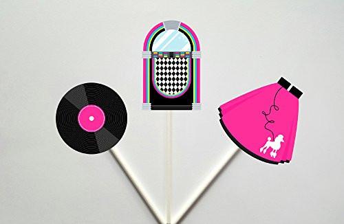 50_s Party Cupcake Toppers  Poodle Skirt Cupcake Toppers  Record Cupcake Toppers  Jukebox Cupcake Toppers