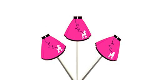Poodle Skirt Cupcake Toppers  50_s Party Cupcake Toppers