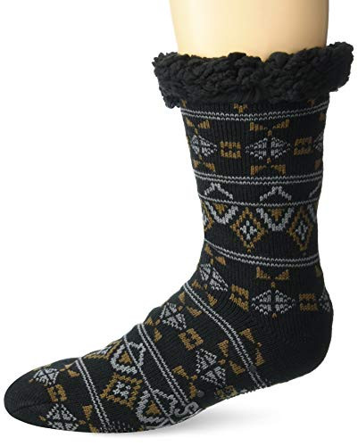 Muk Luks Men_s Slipper Socks  Ebony Moccasin  Large X-Large