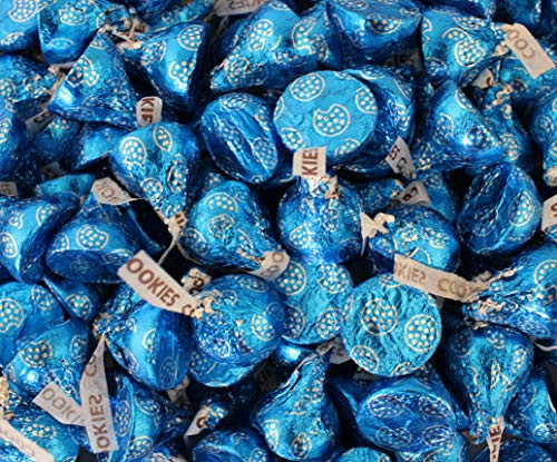 LaetaFood Hershey_s Kisses Cookies n_ Creme Blue Foiled Wrapping Candy Bulk -2 Pounds Bag-