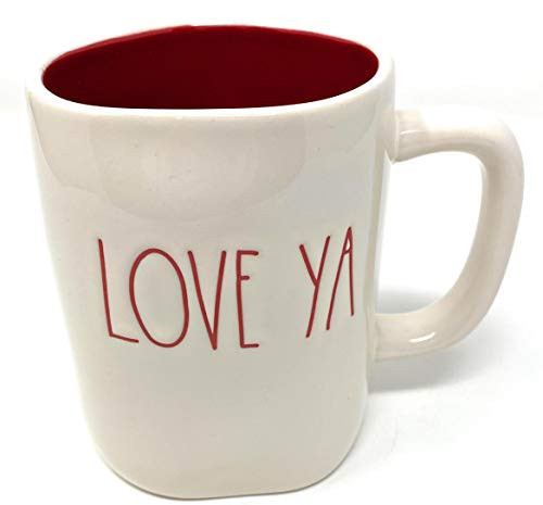 Rae Dunn LOVE YA Mug - RED INTERIOR - ceramic - very rare