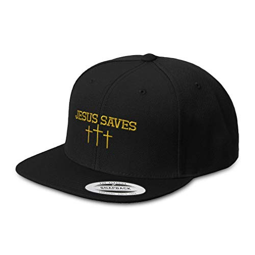 Speedy Pros Snapback Hats for Men and Women Jesus Saves Gold Embroidery Acrylic Flat Bill Baseball Cap Black Speedy Pros Snapback Hats for Men and Women Jesus Saves Gold Embroidery Acrylic Flat Bill Baseball Cap Black