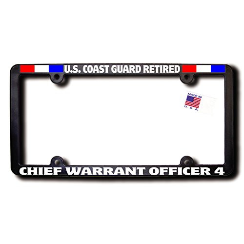 James E. Reid Design U.S. Coast Guard Retired Chief Warrant Officer 4 License Frame w Reflective Text and Ribbons James E. Reid Design U.S. Coast Guard Retired Chief Warrant Officer 4 License Frame w Reflective Text and Ribbons