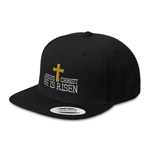 Snapback Hats for Men and Women Jesus Christ He is Risen Embroidery Acrylic Flat Bill Baseball Cap Black Snapback Hats for Men and Women Jesus Christ He is Risen Embroidery Acrylic Flat Bill Baseball Cap Black