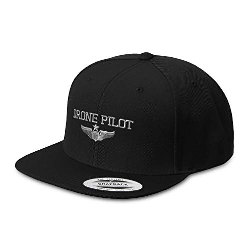 Snapback Hats for Men and Women Drone Pilot Silver Embroidery Acrylic Flat Bill Baseball Cap Black Snapback Hats for Men and Women Drone Pilot Silver Embroidery Acrylic Flat Bill Baseball Cap Black
