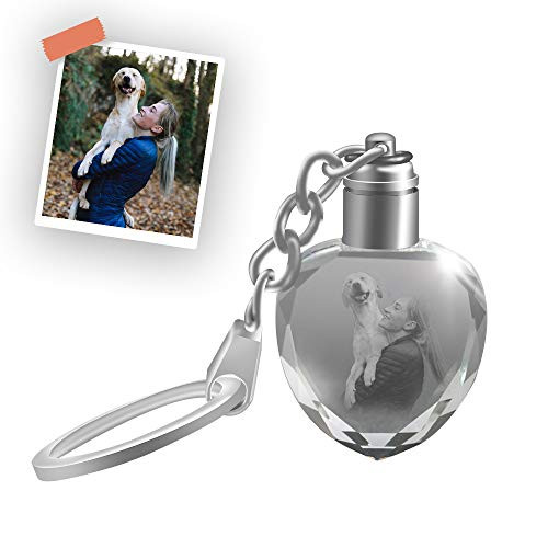 Customized Crystal Keychain  Personalized Picture Key Chain with LED Light  Best Custom Gift -Heart